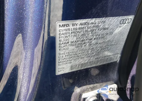 2021 Audi Sq8 Prestige Tfsi Quattro Tiptronic из США, поврежденный, VIN WA1CWBF15MD023063